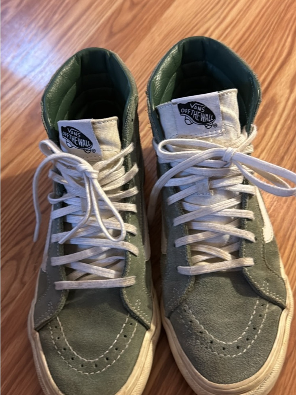 Vans High-Top Sneakers in Olive Green and White